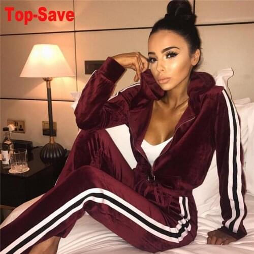 2020 Autumn Velvet Women Set Tracksuit Velvet Sport Suit Velour Tracksuit Two Piece Sets Women Suits 2 Piece Outfits Sweatshirt