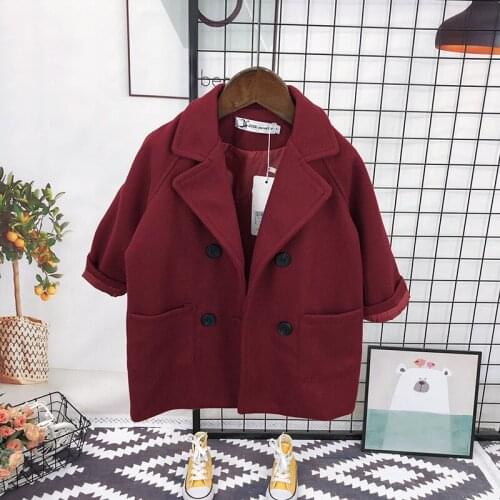 Baby Boys Girls Winter Wool Jacket Coat Kids Woolen Windproof Outerwear Korea Kids Ourdoor Clothes Children Thicken Warm Blazer