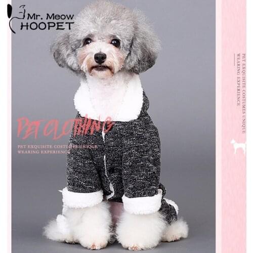 Winter Warm Dog Cat Hoodie Fleece Lined Coat Puppy Black Kitten Christmas Sweater Jumpsuit Kitty Clothes Apparel Pet Costume