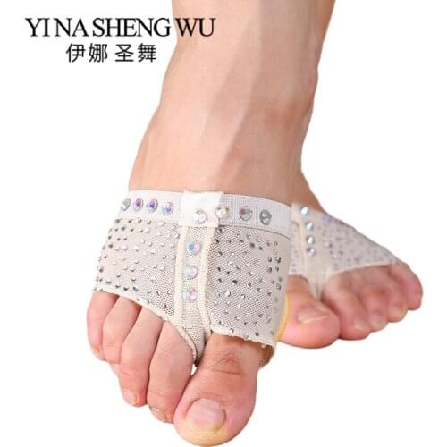 1 Pair Inlaid Rhinestone Foot Protector Professional Ballet Dance Socks Belly Dancing Foot thong Toe Pad Belly Dance Accessories