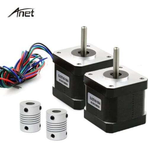 2pcs 42 Stepper Motor 2 phase Stepping Motor 2pcs Flexible Coupling Coupler Couplings Make Up Z Motor for Anet A8 A6 3D Printer
