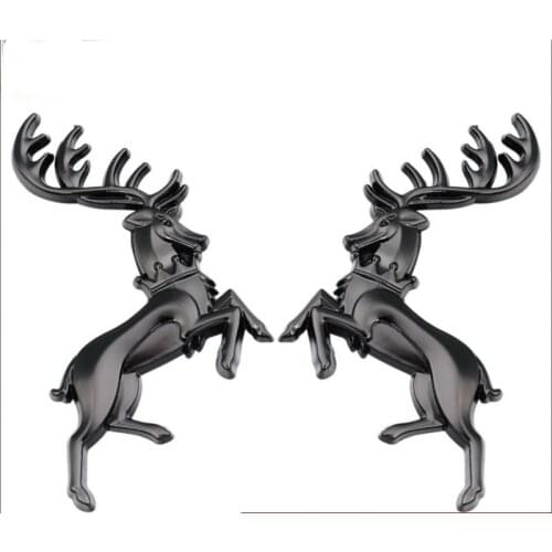2 Pair 3D Metal Animal Pattern Car Stickers House Baratheon Emblem Universal Badge Window Door Waterproof Elk Decal Car-styling