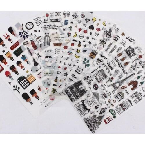 SaYing 6Pcs Diary Paper Sticker Decoration Student Scrapbooking Label Sticker Kawaii School Journal Stationaries Stickers