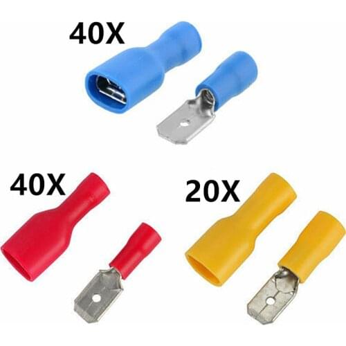 60Pcs Spade Terminal Female Male Connector Lug Wire Terminal Butt Splice Terminals Wire Crimp Connector Assortment Kit