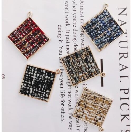 Alloy Square Pendant Necklace Charms DIY Material Jewelry Earring Accessories