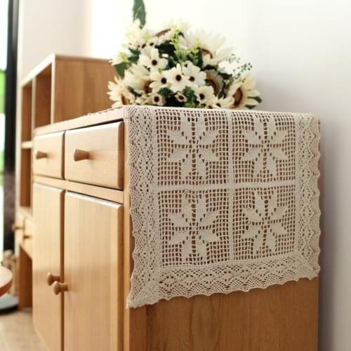 American Country Retro Table Runner Tablecloth Cotton Thread Crochet Coffee Table Cabinet Cover Towel Sen Style Decoration #4