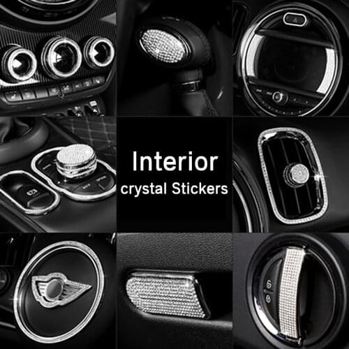 Car interior Decorative Aluminum alloy crystal sticker For MINI ONE COOPER S F54 F55 F56 F57 F60 COUNTRYMAN Styling Accessories