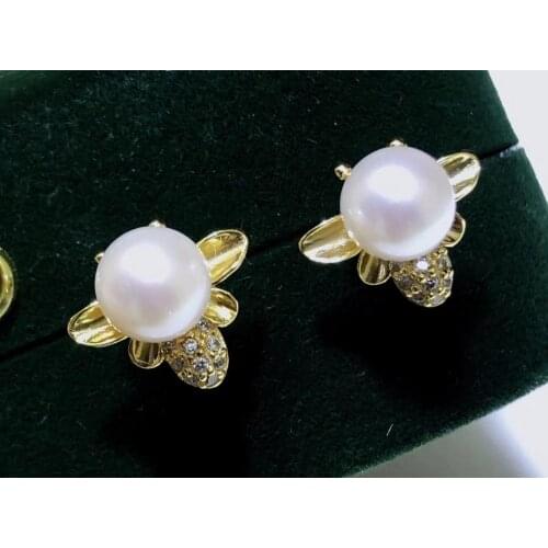 Bee Design 925 Sterling Silver Earrings Findings Mountings Settings Jewelry Parts Fittings for Pearls Coral Jade Agate Stones