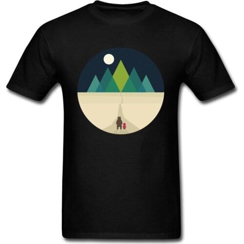 Long Journey 2018 Custom Design Mens T Shirts Geometric Mountain Moon Night Cartoon Print Family Top Tees