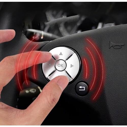 For Mercedes Benz C E S Class W204 W212 W221 GLK X204 Aluminum Car Steering Wheel Button Switch Cover Sticker Car Accessories