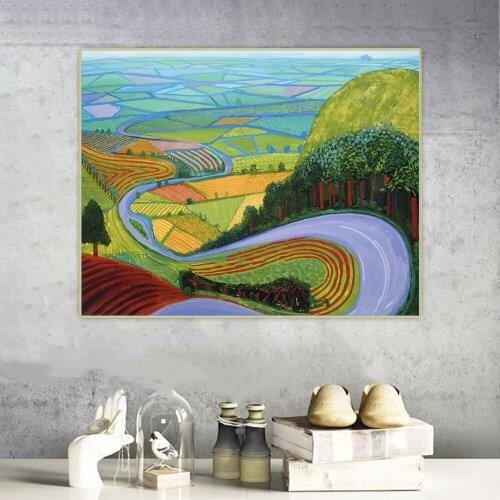 Holover David Hockney"Garrowby Hill"Canvas Oil Painting Western Art Decor Poster Wall Aesthetic Home Room Decoration