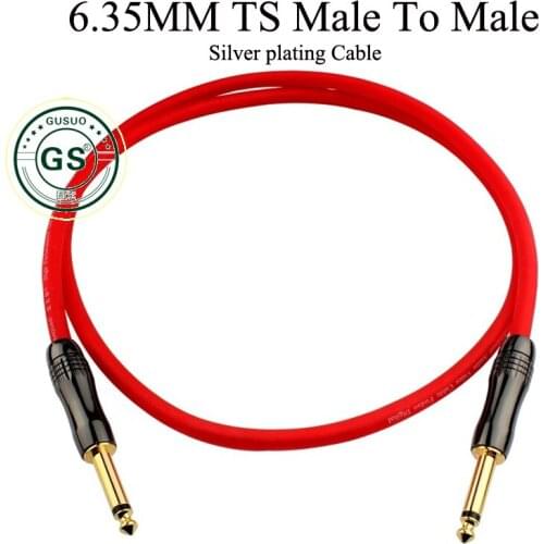 GUSUO Silver plating Cable 6.35mm 1/4 inch Male To Male Cable Audio Stereo Speaker Headphone Microphone 0.5M-30M