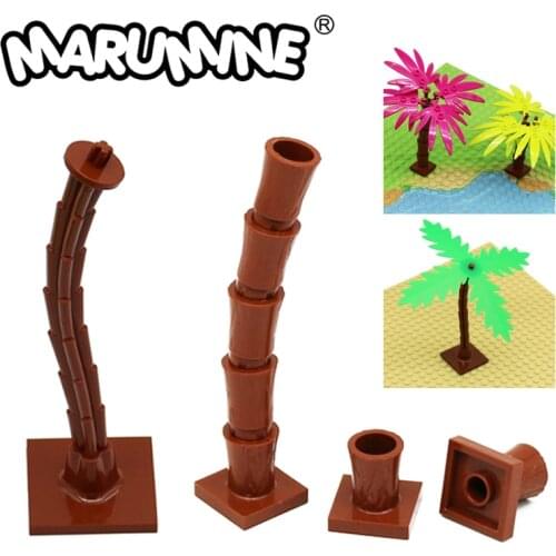Marumine 6135 Palm trunk with cross 2563 Palm Base Creator Classic MOC City House Garden Tree Plants Blocks Toys For Children
