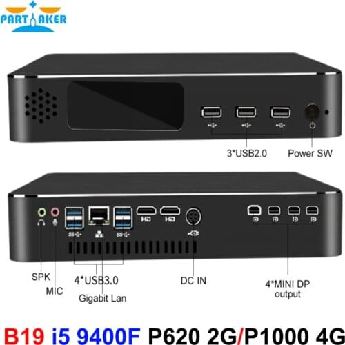 Partaker B19 Mini Desktop PC Computer i5 9400F with P620 2G P1000 4G Dedicated Graphics for Design Video Editing Modeling