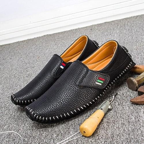 New Large Size 37-48 Men Loafers Soft Moccasins High Quality Spring Autumn Genuine Leather Shoes Men Slip on Flats Driving Shoes