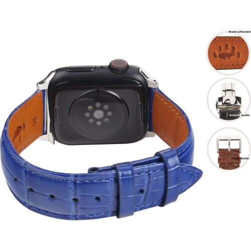 Blue Vintage Crocodile Leather Watchbands High Quality 12mm......24mm For Men & Women Suitable For Apple Watch With 38mm 42mm