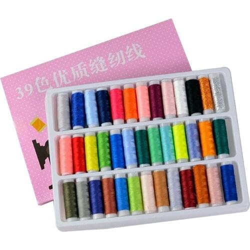 39 Colors Sewing Threads Kits Rainbow Polyester Sewing Thread Box Kit Set Ideal for Hand Sewing/ Embroidery/ Quilting Stitching