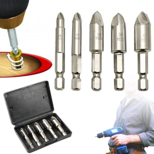 5pcs Material Damaged Screw Extractor Drill Bits Guide Set Broken Speed Out Easy out Bolt Stud Stripped Screw Remover Tool