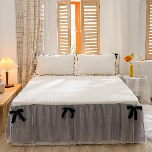 New crystal velvet Quilting Twin queen king size Bed Skirt lace Bed Sheet Princess style Bed Cover Pillowcase Bedding Set