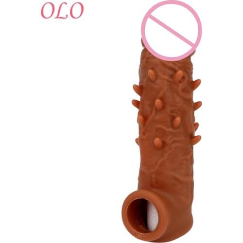 OLO Penis Sleeves Reusable Condom Penis Extender Sex Toys for Male Delay Ejaculation Larger Particles Spike Adults Products