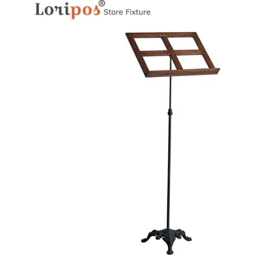 Industrial Style Retro Wrought Song Book Holder Rack Iron Wood Display Stand Billboard Vertical Stand Floor Landing Standing