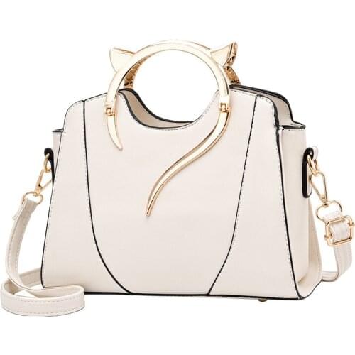 Simple Female PU Leather Shoulder Bags Women Purses and Handbags New Style Fashion Cat Portable Candy-Colored Womens Shell Bag