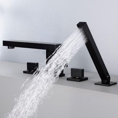Bathtub Faucet Brass Bathtub Mixer Tap Bathroom Bath Shower Faucets With Hand Shower New Arrival Black Square Bathtub Shower Set