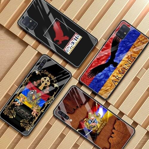 Armenia Armenians Flag Glass Shell For Samsung Galaxy A71 A52 A51 A21 A31 A11 A21s Note 10 Lite M51 M31 M21 Cover Transparent