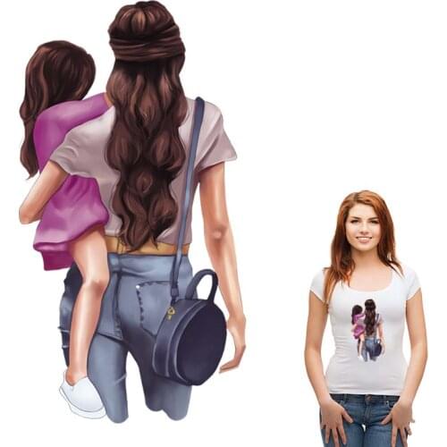 Mom Girl Heat-Sensitive Badges Thermo Stickers Clothing Deco Badges Heat Transfer Washable Diy Iron On Transfers For Clothing