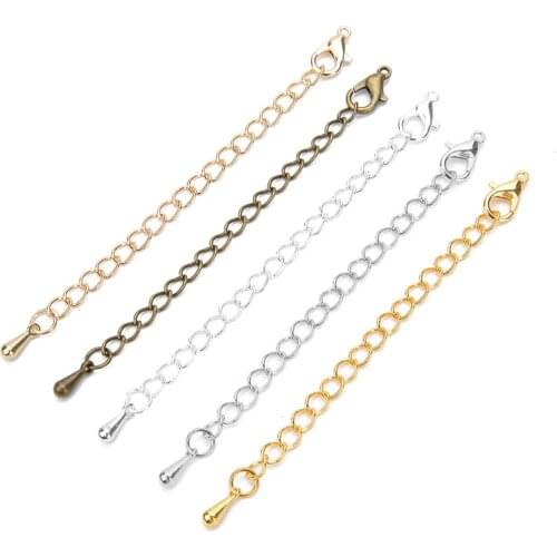 20pcs/lot 50mm 70mm Length Necklace Extension Chain with Lobster Clasps for Bracelet Extended Chains Bulk for DIY Jewelry Making