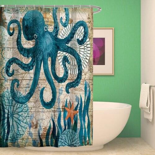 3D Printing Shower Curtain Sea Turtle Home Decor Bathroom Accessories Waterproof Polyester Whale Octopus Seahorse Bath Curtains