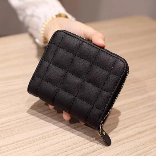 Women Short Wallets PU Leather Female Plaid Purses Card Holder Wallet Fashion Woman Small Zipper Wallet Coin Purse