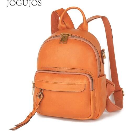 JOJUJOS Real Leather Womens Backpack Ladies Rucksack High Quality Travel Bag Fashion Backpacks for Girls School Bag Daypack