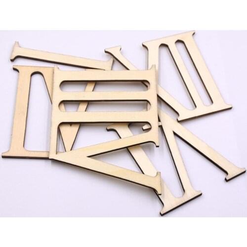 12Pcs Roman Number Unpainted Wooden Slice DIY Craft Ornament Scrapbooking Decor