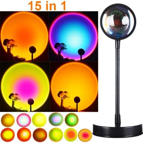 10 in 1 Rainbow Sunset Lamp Led Projector Night Light Home Decoration Photography Lighting