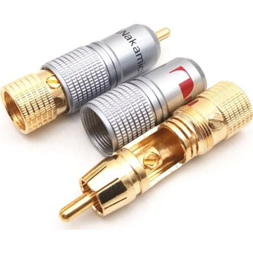4PCS Gold Plated 10mm RCA Plug Non Locking Solder Plug RCA Coaxial Socket Adapter Connector