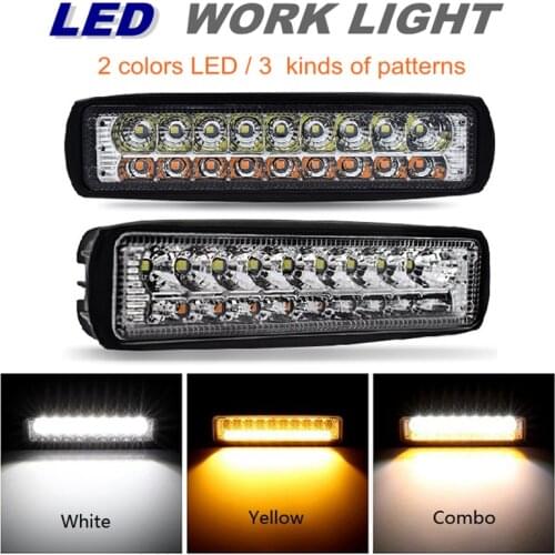 54W Double Colors Motorcycle Truck Cars Suv Auto ATV Driving Headlight Lamp 12V Work Light Bar Amber Yellow White Fog Lamp