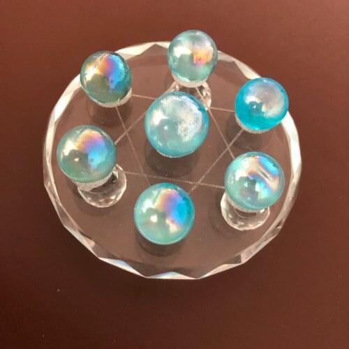7pcs Blue plated stone ball set pieces of Yellowstone stone broken seven star array of classical feng shui pendulum