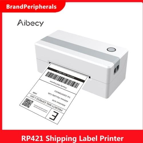 Aibecy RP421 Shipping Label Printer USB Desktop Thermal Label Printer Commercial Direct Thermal Label Maker 110mm Width 150mm/s