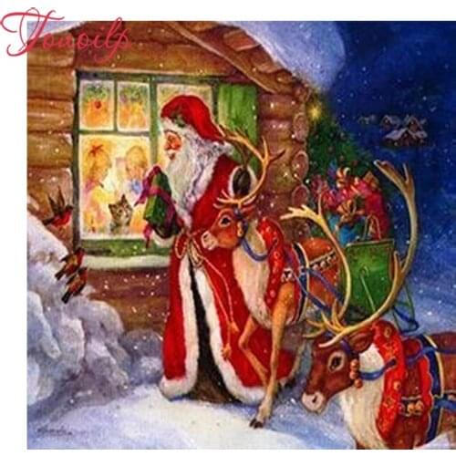 TOUOILP Full Square/Round Drill 5D DIY Diamond Painting "Kerstman Bij Een Raam" Embroidery Cross Stitch 5D Home Decor Gift