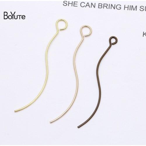 BoYuTe (200 Pieces/Lot) 0.8*48MM Metal Brass S Shaped Pins with Loop Diy Hand Made Jewelry Accessories Parts
