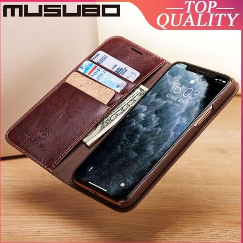 Musubo Genuine Leather Case For iPhone 11 Pro Max XS XR 7 Plus 8 6S Plus 6 Luxury Cases Cover Card Slot Wallet casing Funda Capa