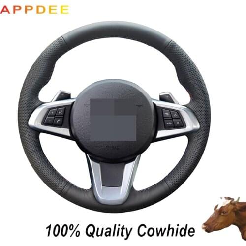 Black Genuine Leather Steering Wheel Cover for bmw z4 2009 2010 2011 2012 2013 2014 e83