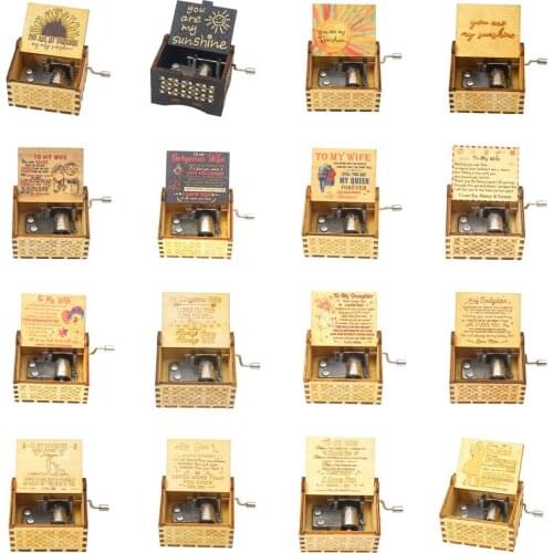 You are My Sunshine Wood Music Boxes,Laser Engraved Vintage Wooden Sunshine Musical Box Gifts for Birthday/Christmas/Valentines