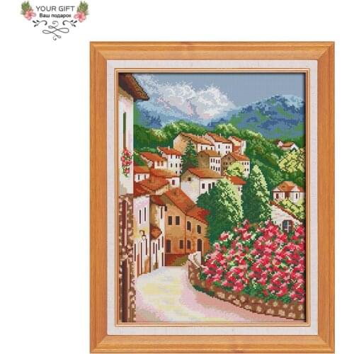Joy Sunday F904 14CT 11CT Counted and Stamped Home Decoration In the Corner of Town Cross Stitch Kits