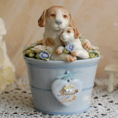 European-style Ceramic Exquisite Dog Music Box High-quality Exquisite Decoration High-end Mothers Day Gift