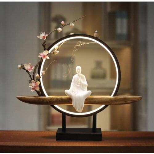 Ceramic Monk Backflow Incense Burner 20 Pcs Cones Smoke Waterfall Incense Sticks Holder Buddha Zen Tibetan Encens Aroma Lamp