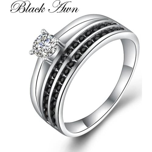 BLACK AWN 2021 New Genuine 100% Sterling 925 Silver Jewelry Square Engagement Rings for Women Gift C390