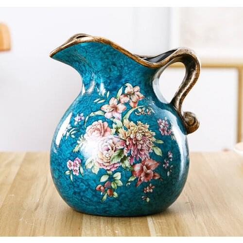 Creative American Painted Flower and Bird Table Arrangement Vase Ceramic Small Milk pot Craft Home Decoration Household Vase