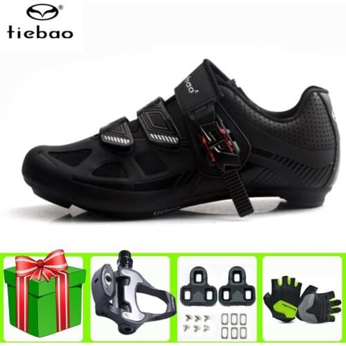 Tiebao Road Cycling Shoes Men Sapatilha Ciclismo Add Pedal Set Bike Black Athletic Bicycle Men Sneakers Women Breathable Shoes